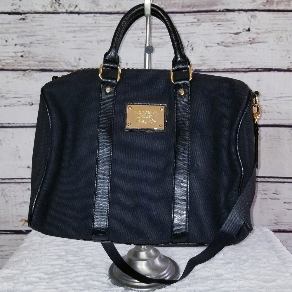 Victoria's Secret Black Canvas & Faux Leat…